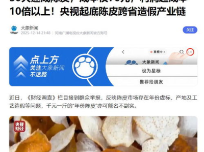 央视揭露：假陈皮暴利20倍，揭秘制假黑幕与市场乱象